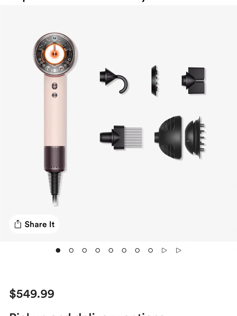 Dyson Supersonic Hair Dryer with Magnetic Styling Tools - Pink and Silver
